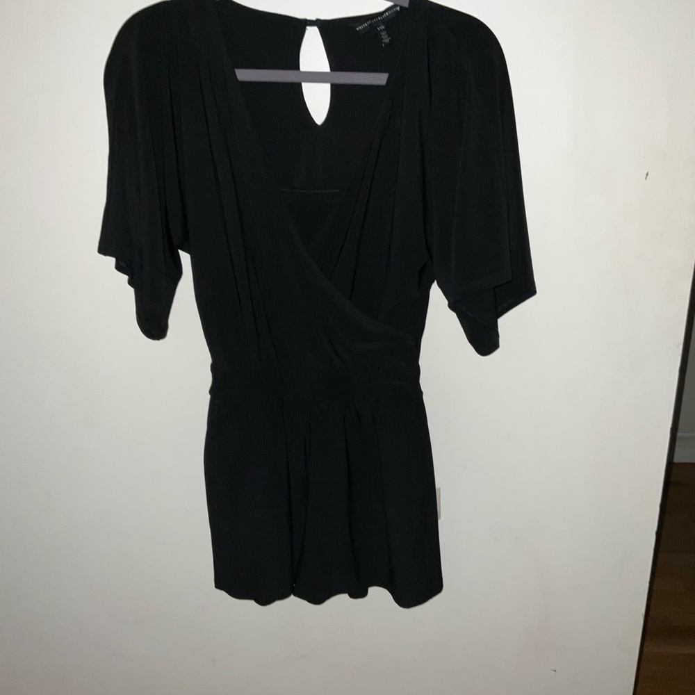 White House Black Market black faux wrap romper